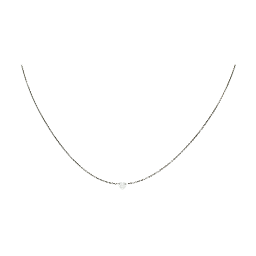 Collana Solitario diamante cuore in oro bianco brunito