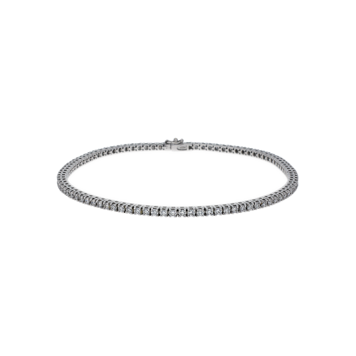 Bracciale tennis in oro bianco 18 carati e diamanti bianchi taglio brillante - C0BR421