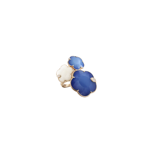 ANELLO TON JOLI IN ORO ROSA CON BLUE MOON, AGATA BIANCA E DIAMANTI - 16334 - 16334R