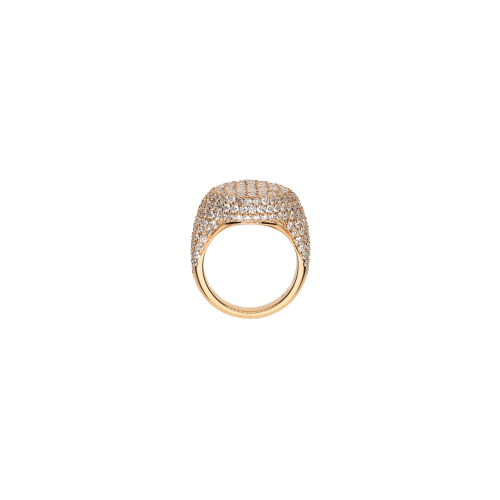 ANELLO CHEVALIER IN ORO ROSA CON PAVÉ DI DIAMANTI BIANCHI - 000-3531-204