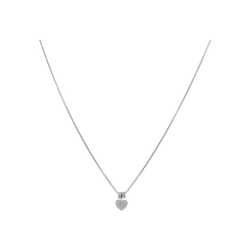 COLLANA IN ORO BIANCO CON CUORE IN PAVÉ DI DIAMANTI E RONDELLE IN PAVÉ DI DIAMANTI - C057/4