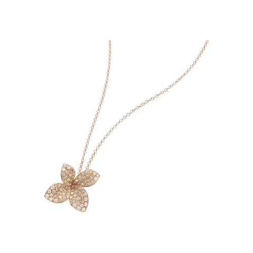 COLLANA PETIT GARDEN IN ORO ROSA CON DIAMANTI, FIORE MEDIO -  15382R - 15382R