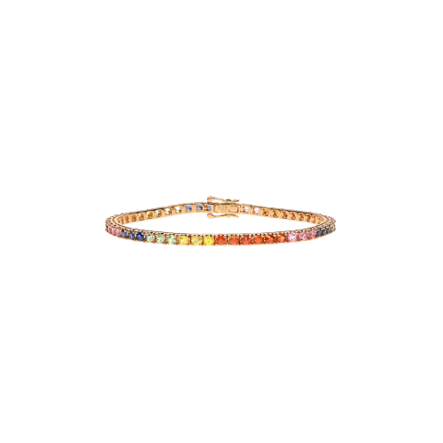 BRACCIALE TENNIS RAINBOW IN ORO ROSA CON ZAFFIRI MULTICOLOR - AB02314/MCS