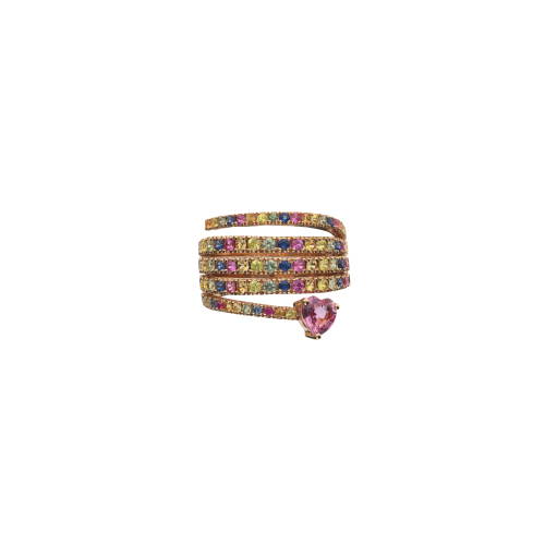 ANELLO RAINBOW IN ORO ROSA CON  DIAMANTI E ZAFFIRI MULTICOLOR - KR1217/MS