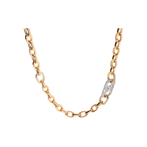 COLLANA IN ORO ROSA E  DIAMANTI CON CHIUSURA IN ORO BIANCO FULL PAVÉ DI DIAMANTI - 000-5264NS