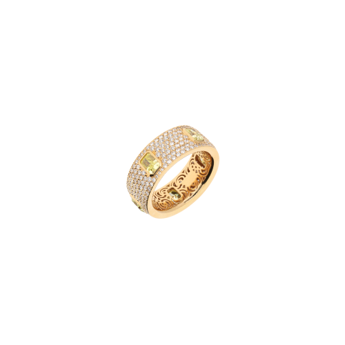 ANELLO IN ORO ROSA CON PAVE' DI DIAMANTI E DIAMANTI FANCY - 000-4750NS-DF