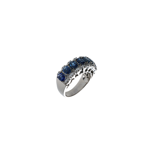 ANELLO IN ORO BIANCO CON DIAMANTI E ZAFFIRI BLU - 1AN0032280/5