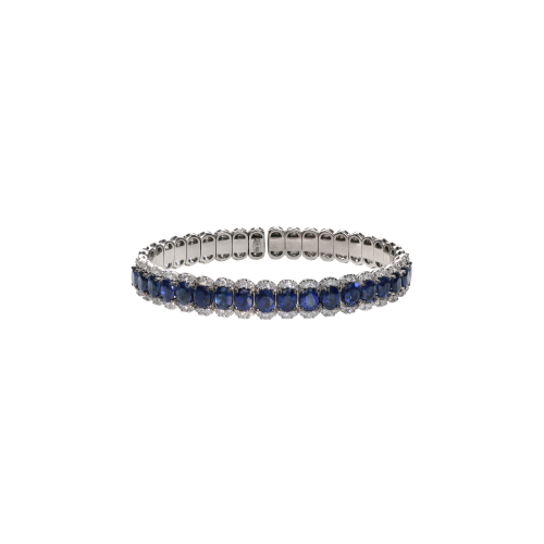 BRACCIALE RIGIDO IN ORO BIANCO CON DIAMANTI E ZAFFIRI BLU - 1PU0032191/5