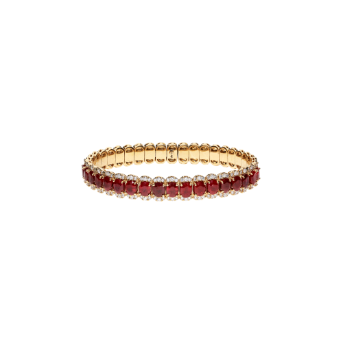 BRACCIALE RIGIDO IN ORO ROSA CON DIAMANTI  E RUBINI - 1PU0032191/7