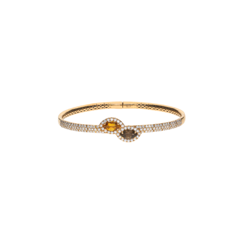 BRACCIALE RIGIDO IN ORO ROSA CON QUARZO CITRINO, QUARZO FUMÉ  E PAVÉ DI DIAMANTI - 1PU1482088/1