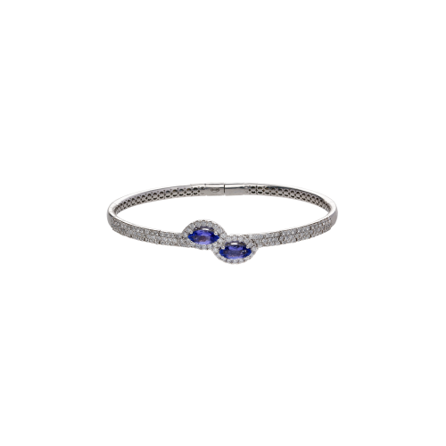 BRACCIALE RIGIDO IN ORO BIANCO CON TANZANITE E PAVÉ DI DIAMANTI - 1PU1482088/5