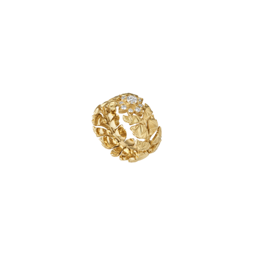 ANELLO FLORA 18 CARATI LARGO CON DIAMANTI - YBC702377001