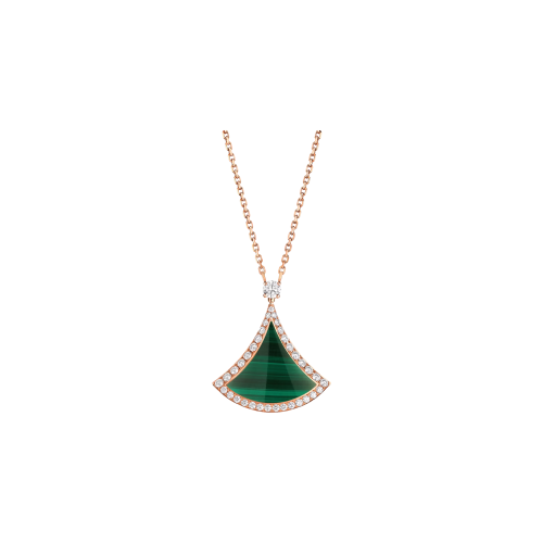 COLLANA CON PENDENTE DIVAS' DREAM IN ORO ROSA 18 KT CON INSERTO IN MALACHITE E PAVÉ DI DIAMANTI - CL859304 - CL859304