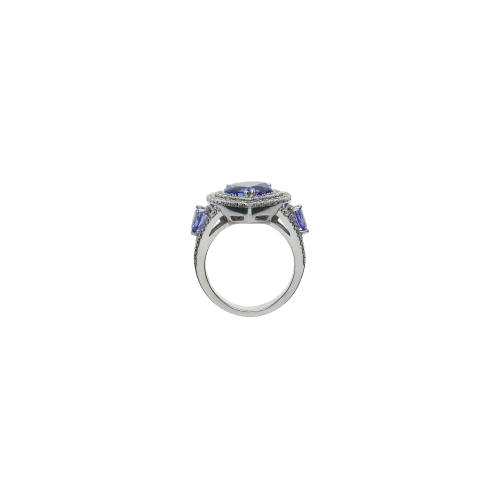 ANELLO CUORE IN ORO BIANCO CON PAVÉ DI DIAMANTI E TANZANITE - 1AN1480871/7