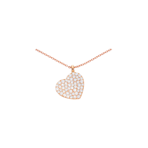 COLLANA CUORE  IN ORO ROSA CON PAVÈ DI DIAMANTI - VP24881DPS