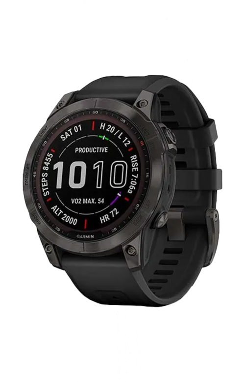 FĒNIX® 7 – SAPPHIRE SOLAR EDITION TITANIUM CARBON GREY DLC CON CINTURINO BLACK - 010-02540-21