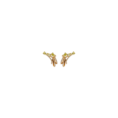 ORECCHINI RAMI A LOBO IN ORO ROSA CON DIAMANTI FANCY YELLOW E DIAMANTI BIANCHI - VEH031523DDYP