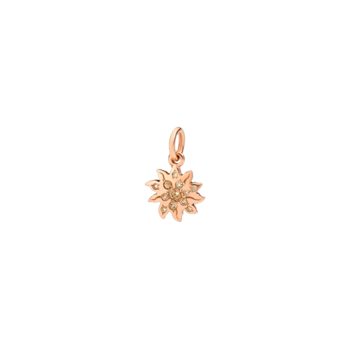 DODO MOON & SUN - CIONDOLO SOLE IN ORO  ROSA CON DIAMANTI BROWN - DMC2017MOSUNDBR9R