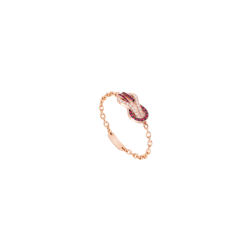 ANELLO CHANCE INFINIE CATENA MEDIA IN ORO ROSA CON DIAMANTI E RUBINI - 4B0964 - 4B0964