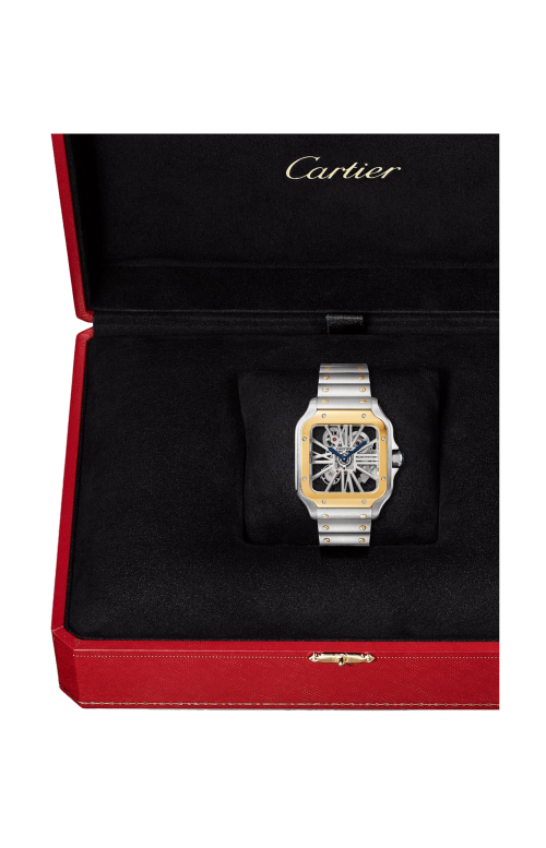 SANTOS DE CARTIER MODELLO GRANDE, MANUALE, ORO GIALLO E ACCIAIO, CINTURINI INTERCAMBIABILI IN METALLO E PELLE - WHSA0019