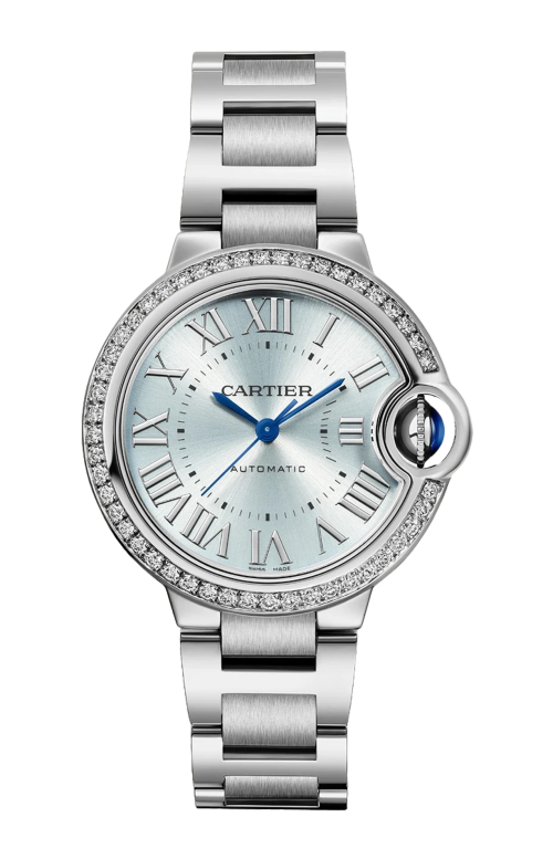 BALLON BLEU DE CARTIER 33 MM, ACCIAIO E DIAMANTI - W4BB0028