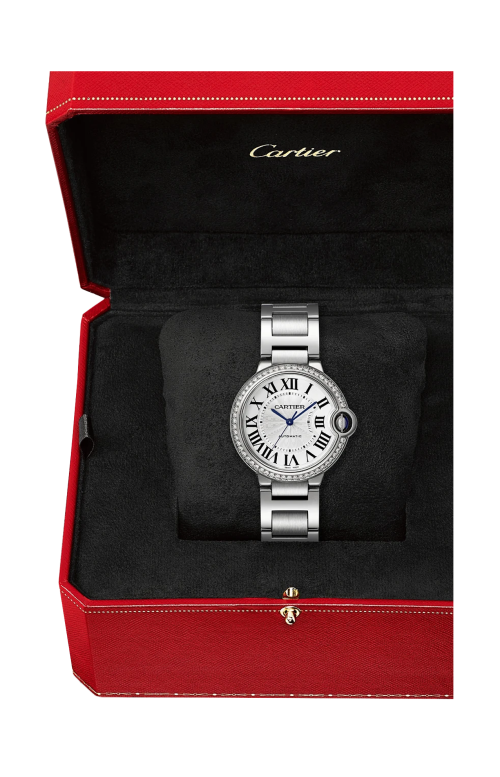 BALLON BLEU DE CARTIER 36 MM, AUTOMATICO, ACCIAIO E DIAMANTI - W4BB0024