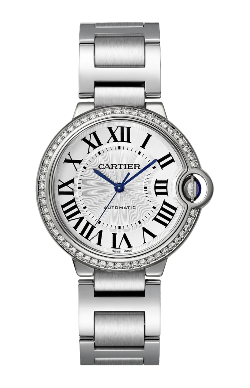 BALLON BLEU DE CARTIER 36 MM, AUTOMATICO, ACCIAIO E DIAMANTI - W4BB0024