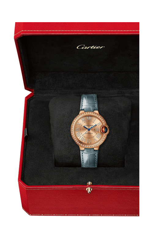 BALLON BLEU DE CARTIER 33 MM, ORO ROSA, DIAMANTI, PELLE - WJBB0076