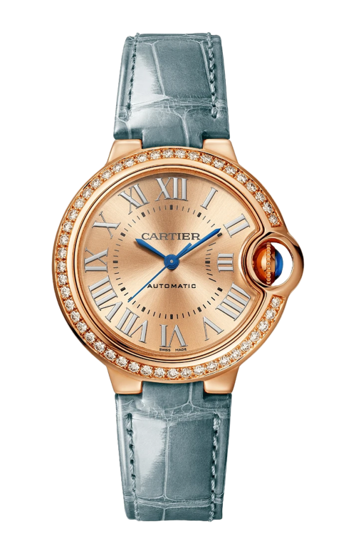 BALLON BLEU DE CARTIER 33 MM, ORO ROSA, DIAMANTI, PELLE - WJBB0076