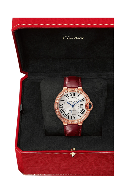 BALLON BLEU DE CARTIER 36 MM, ORO ROSA, DIAMANTI, PELLE - WJBB0034