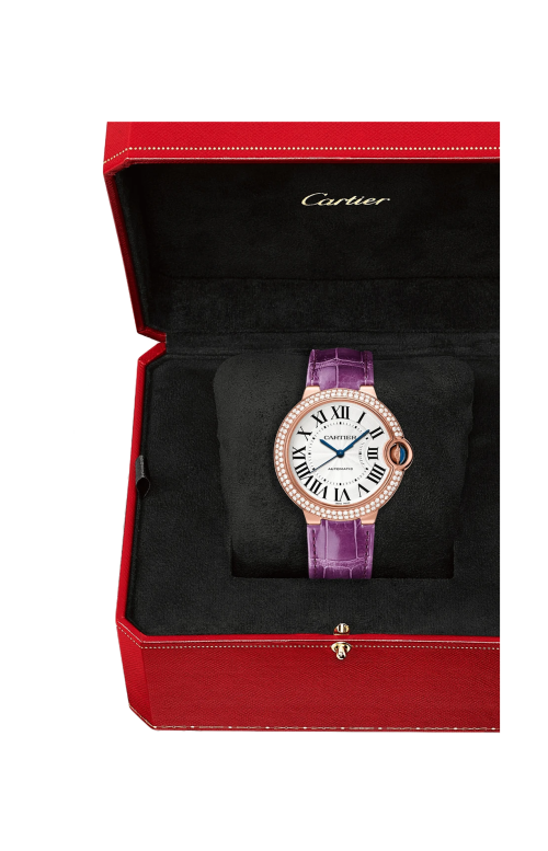 BALLON BLEU DE CARTIER 36 MM, ORO ROSA, DIAMANTI, PELLE - WJBB0050