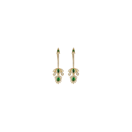 ORECCHINI PENDENTI GUCCI FLORA IN ORO GIALLO CON DIAMANTI E TSAVORITI - YBD679141001