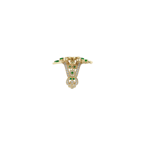 ANELLO GUCCI FLORA FLOWERS IN ORO GIALLO CON DIAMANTI E TSAVORITI - YBC6791340020
