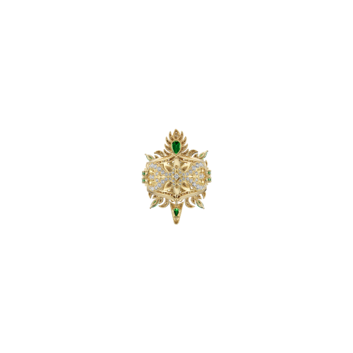 ANELLO GUCCI FLORA FLOWERS IN ORO GIALLO CON DIAMANTI E TSAVORITI - YBC6791340020