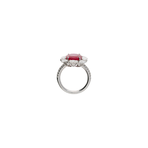 ANELLO IN ORO BIANCO CON DIAMANTI E RUBINO