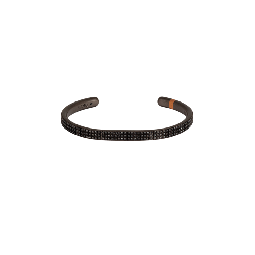 BRACCIALE UOMO MINIMAL 3 FILE TUTTO INCASSATO IN TITANIO, ORO E DIAMANTI BLACK - PAVBRTRGB3LT - PAVBRTRGB3LT