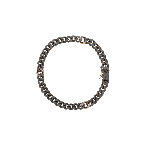 BRACCIALE UOMO GROUMETTE SNODATO IN TITANIO, 3 MAGLIE IN ORO ROSSO E DIAMANTI - GROUBRT6W3RGSN - GROUBRT6W3RGSN