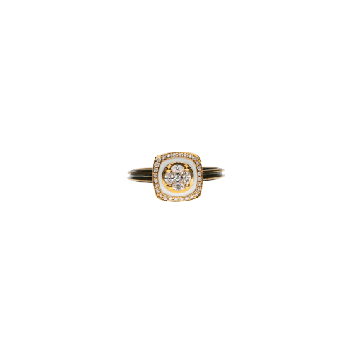 ANELLO IN ORO ROSA SATINATO CON DIAMANTI E AGATA BIANCA - VR27759DEWHP