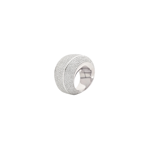 ANELLO ALADINO IN ORO BIANCO RODIATO E DIAMANTI - PG1506A010