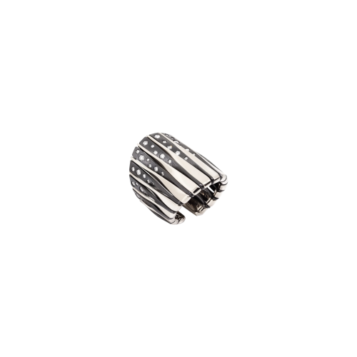 ANELLO COUCHER DU SOLEIL IN ORO BIANCO NON RODIATO, BRONZO CANNA DI FUCILE E DIAMANTI