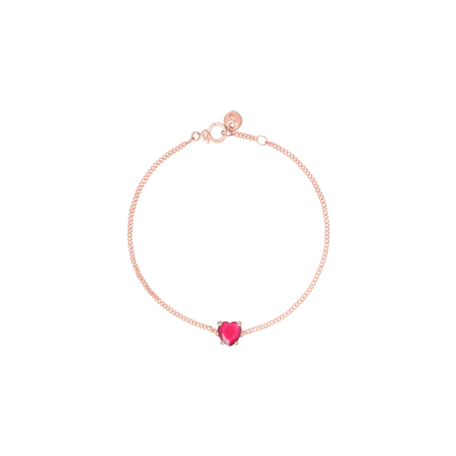 DODO CUORE - BRACCIALE CUORE IN ORO ROSA CON RUBINO SINTETICO - DBC3000HEARTSR09R - DBC3000HEARTSR09R