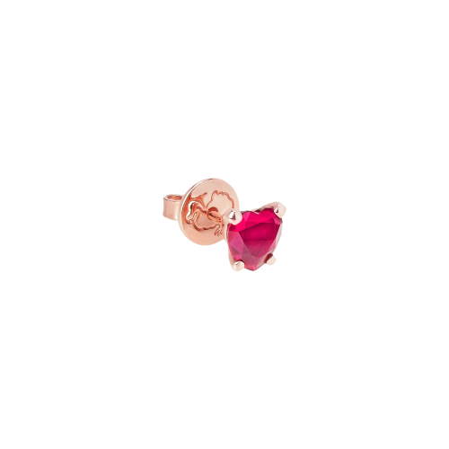 DODO CUORE - ORECCHIN0 CUORE IN ORO ROSA CON RUBINO SINTETICO - DHC3000HEARTSR09R