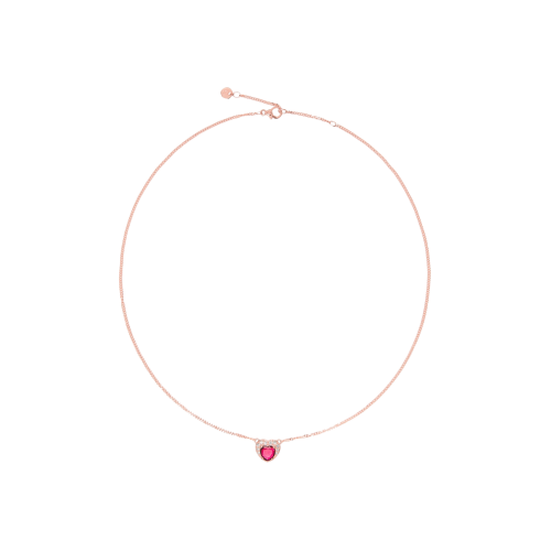 DODO CUORE - COLLANA CUORE IN ORO ROSA CON DIAMANTI E RUBINO SINTETICO - DCC3000HEARTDSR9R - DCC3000HEARTDSR9R