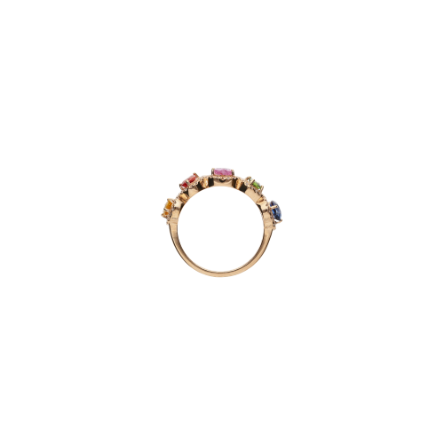 ANELLO RAINBOW IN ORO ROSA CON ZAFFIRI MULTICOLOR E DIAMANTI - KR1232/MS