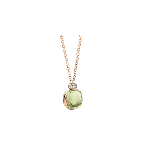 COLLANA NUDO CLASSIC IN ORO ROSA E BIANCO,  PRASIOLITE, DIAMANTI BIANCHI SU ORO ROSA 18K RODIATO BIANCO - PCC2022O6WHRDB0PA - PCC2022O6WHRDB0PA