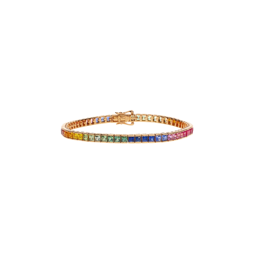 BRACCIALE TENNIS RAINBOW IN ORO ROSA CON ZAFFIRI MULTICOLOR - KB1144/MS