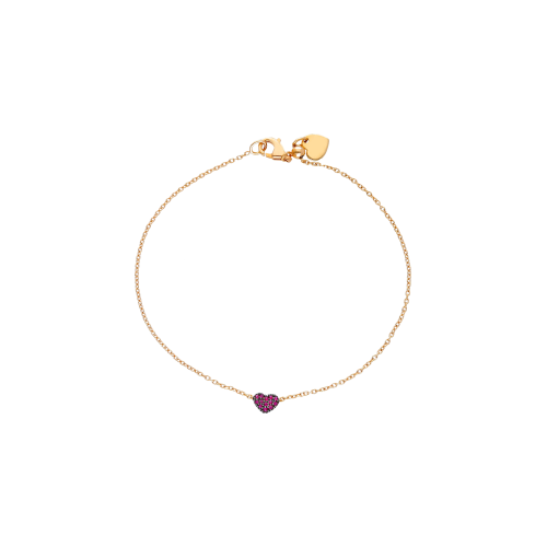 BRACCIALE IN ORO ROSA CON CUORE IN PAVÉ DI RUBINI - 222924