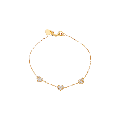 BRACCIALE IN ORO ROSA CON TRE CUORI IN PAVÉ DI DIAMANTI - 248431