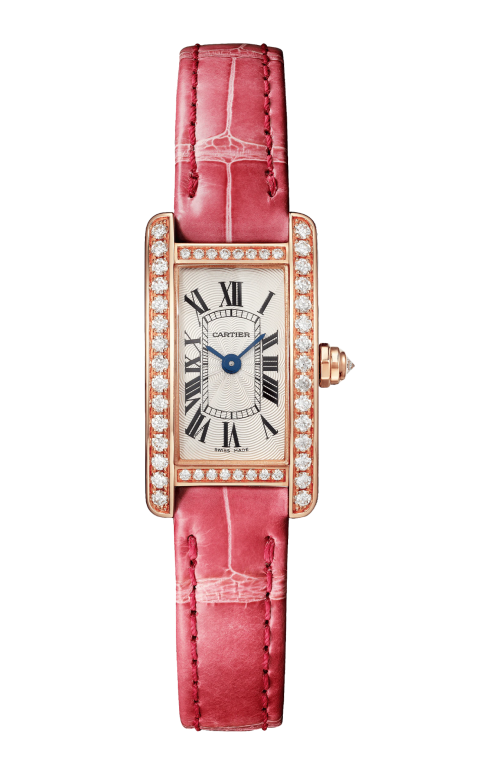 TANK AMÉRICAINE MODELLO MINI, ORO ROSA E PAVÉ DI DIAMANTI, QUARZO - WJTA0026