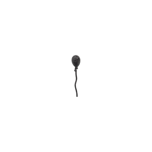 MONO ORECCHINO PALLONCINO MIDI IN ORO BIANCO E PAVÉ DI DIAMANTI NERI - PG0786MB050